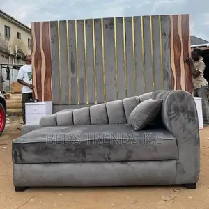Modern Gray Velvet Chaise Lounge