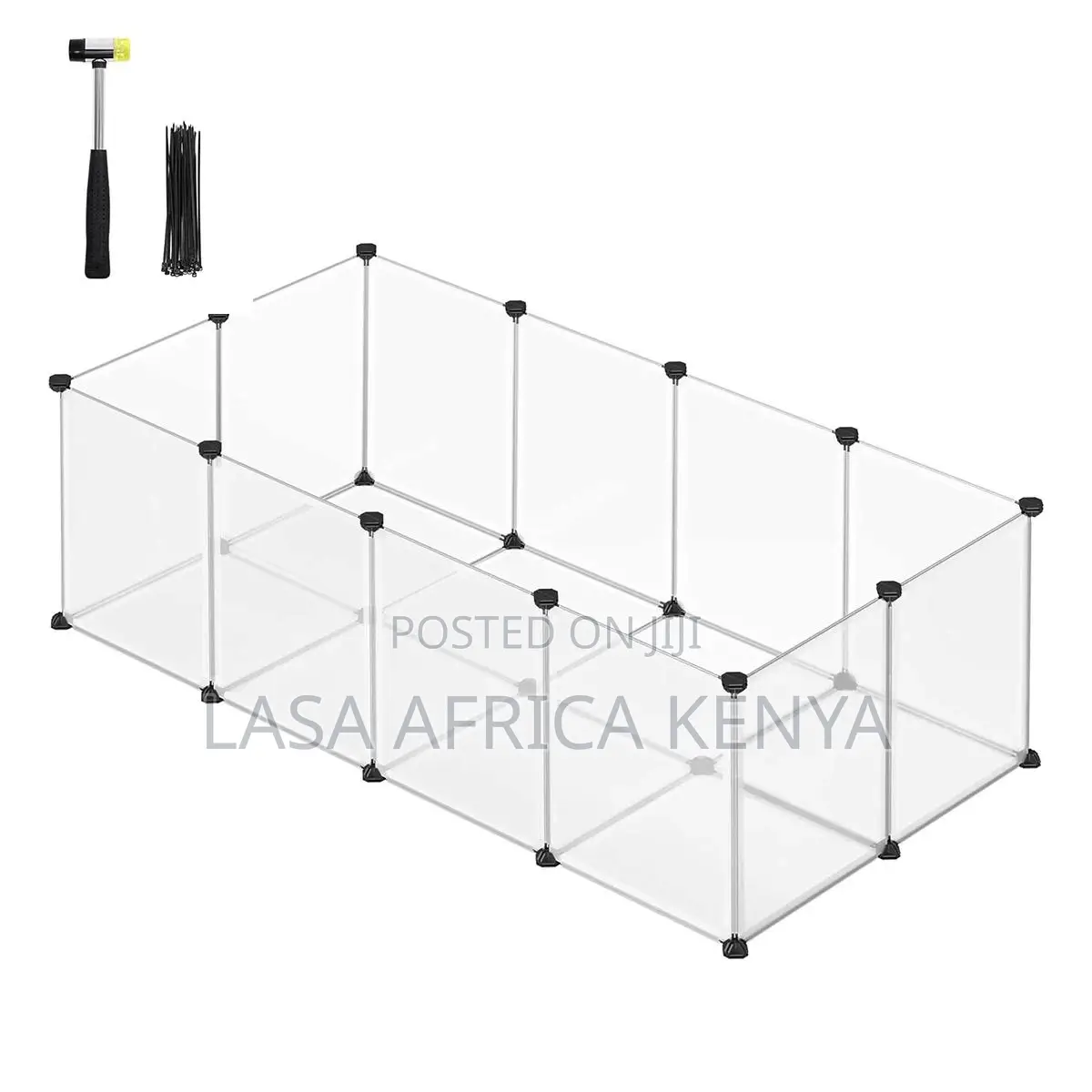 White Plastic Outdoor Pet Enclosure With Floor Plates – Expandable Gar