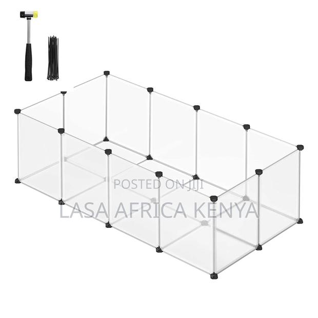 White Plastic Outdoor Pet Enclosure With Floor Plates – Expandable Gar