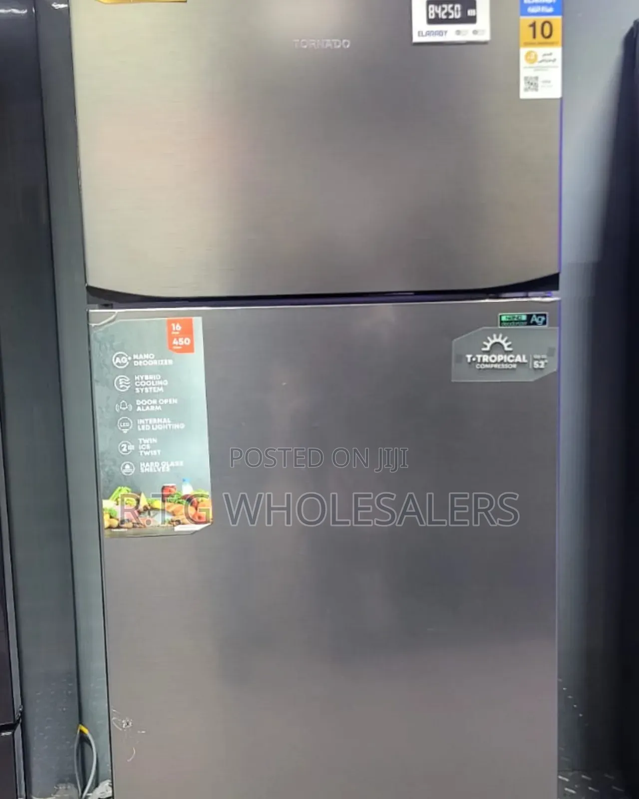Tornado 396l No Frost Refrigerator Silver/Black