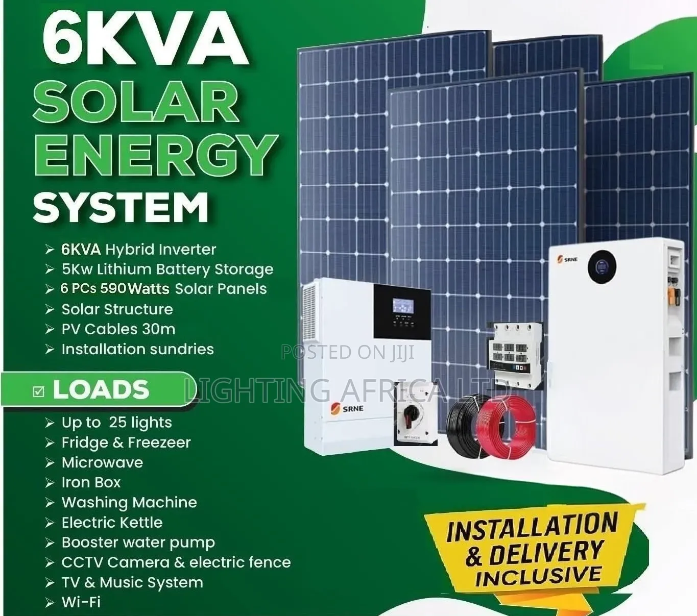 6kva - 5.12kwh Srne Off-Grid Solar Solution Free Installation