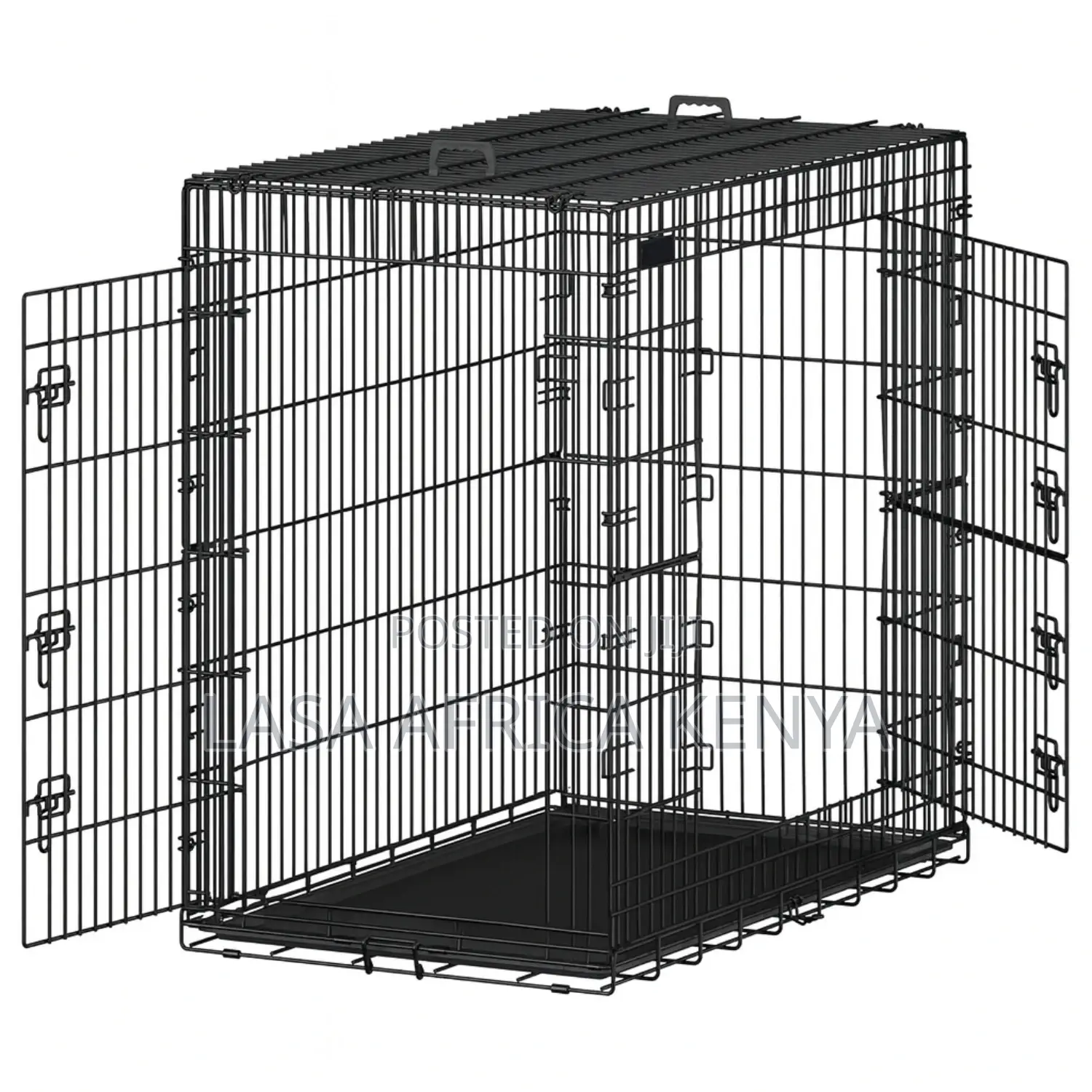 Lasa Heavy-Duty Foldable Metal Dog Cage 2 Doors.