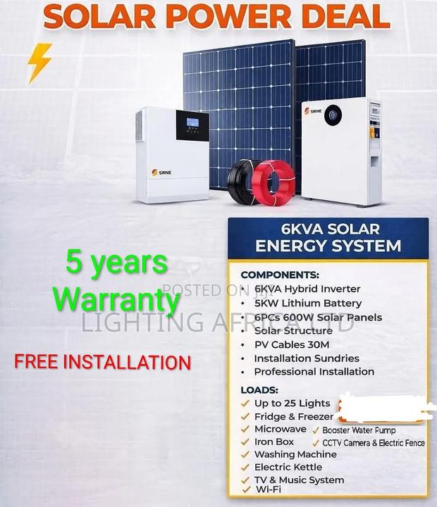 6kva Inverter - 5kwh Lithium Battery - (6)600w Solar Bifacial System