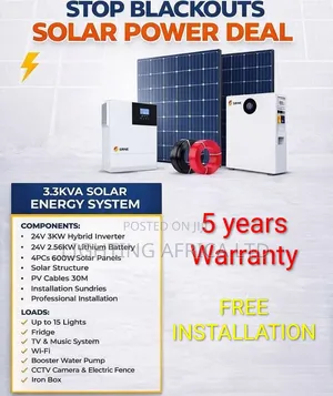 3kva Hybrid Inverter - 2kwh Lithium Battery - (4)600w Bifacial Solar