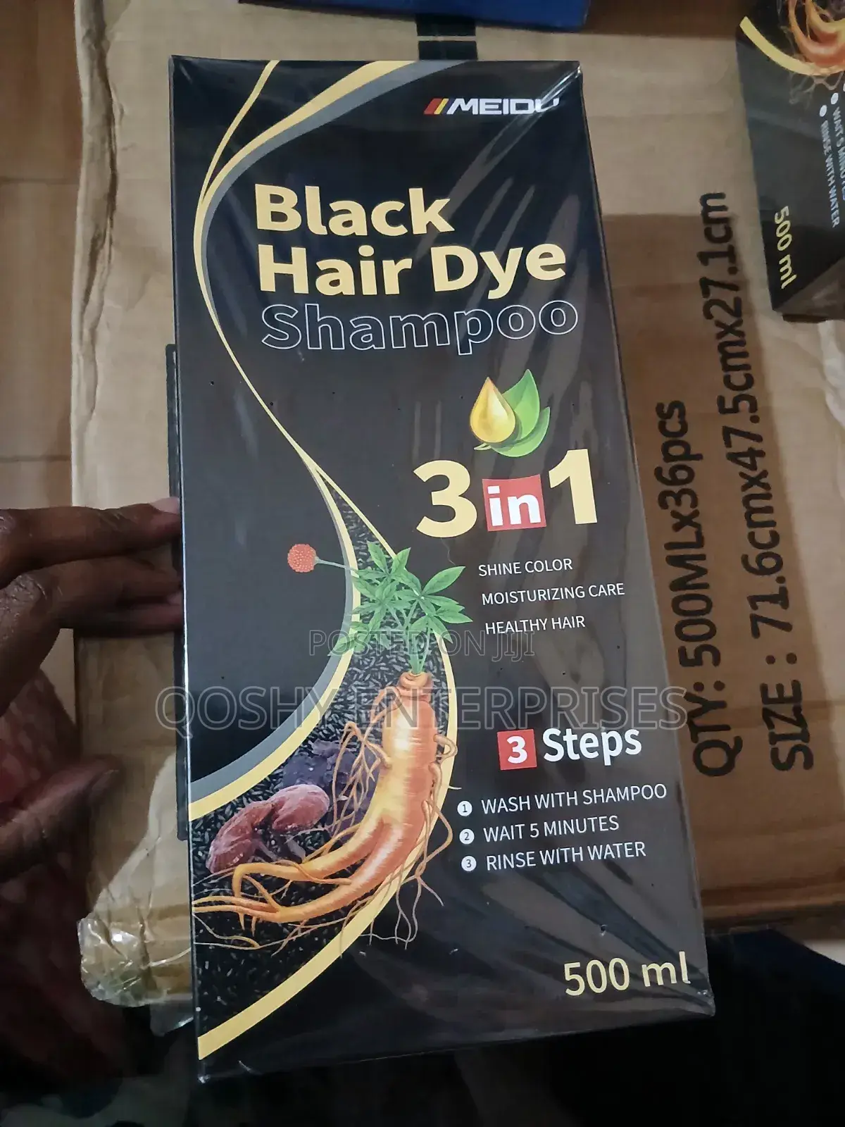 Permanent Black Hair Dye 3 in 1 Shampoo