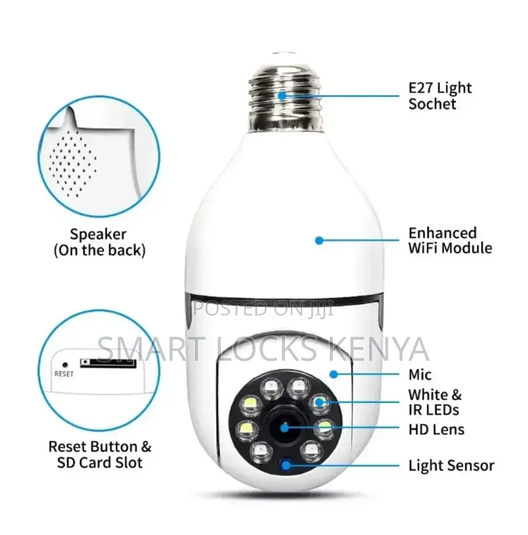 360 Degree Full Color Night Vision Wireless Bulb Lamp Camera 1080p