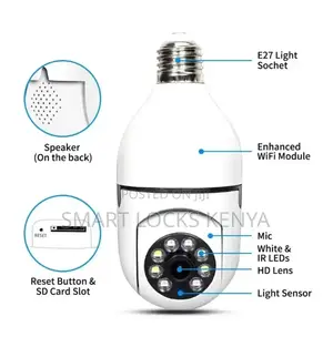 360 Degree Full Color Night Vision Wireless Bulb Lamp Camera 1080p