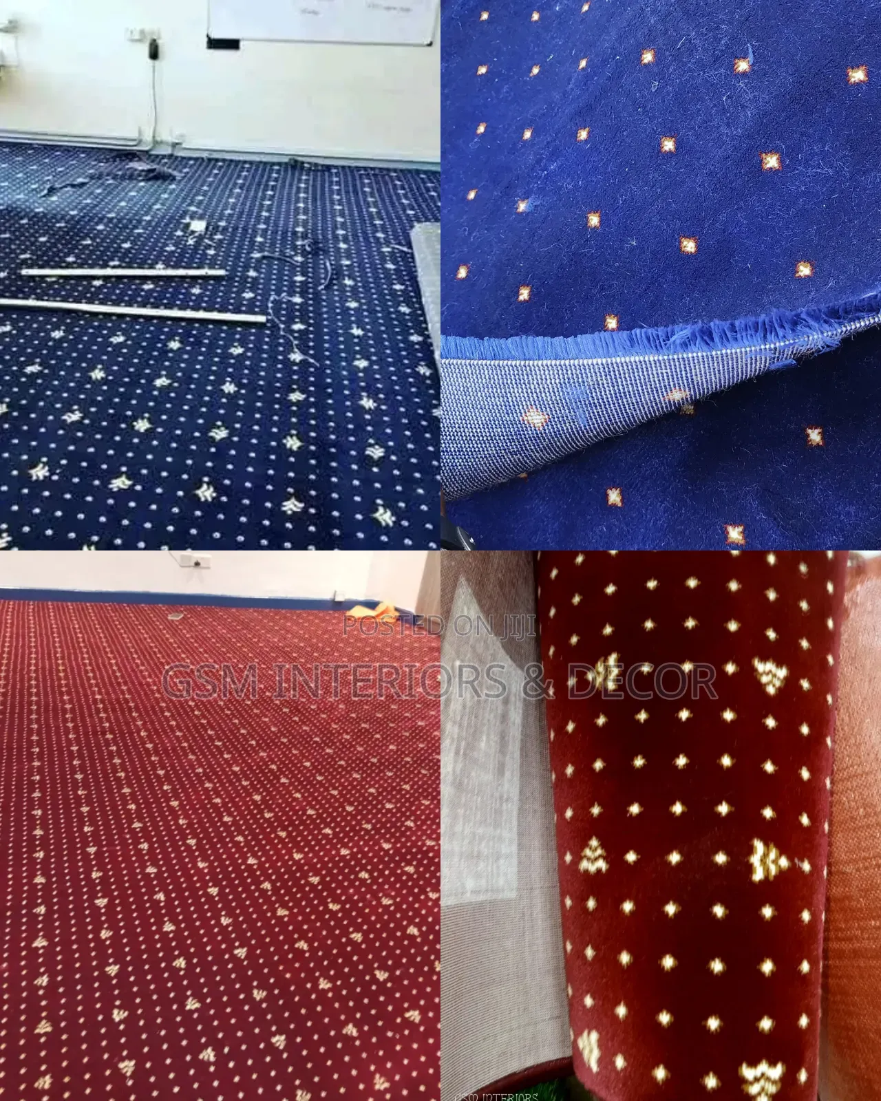 Executive Office Carpets in Red-Maroon and Blue Patterns 12mm
