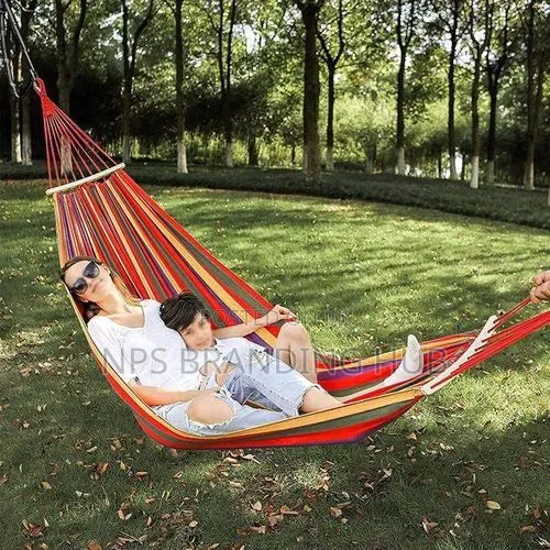 Stripped Outdoor Hammock Heavy Load Bearing Can Hold 2 People. Cn