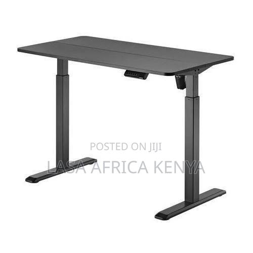 Electric Height Adjustable Sit-stand Desk 129x38cm Black Wood Steel