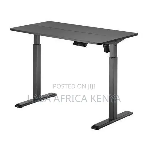 Electric Height Adjustable Sit-stand Desk 129x38cm Black Wood Steel