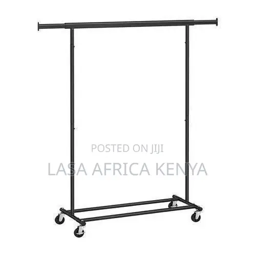 Black Extendable Rolling Clothes Rack – Heavy-duty Freestanding Garmen
