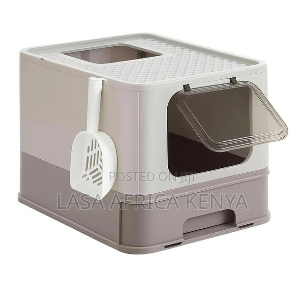 Foldable Cat Litter Box With Lid – Enclosed Drawer Design, Scoop Inclu