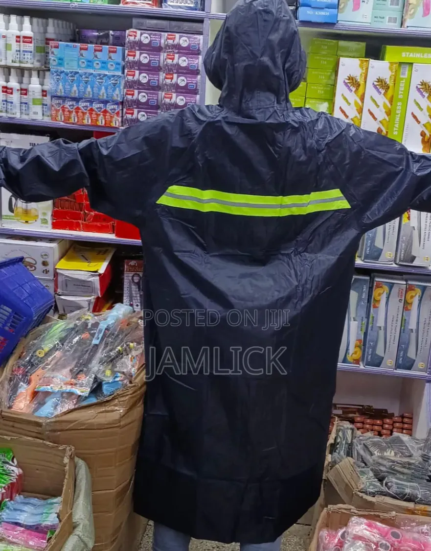 Adult Rain Coat With Lime Green Reflective Strips - Jw