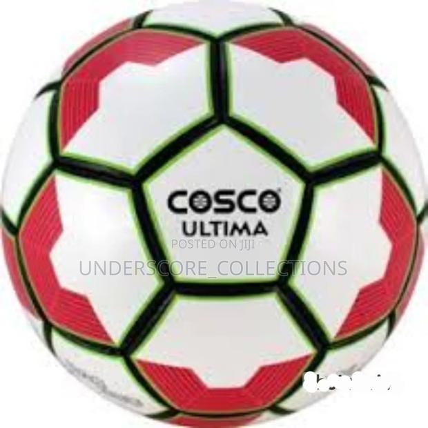 Cosco Ultima Soccer Ball With a White, Red, and Green Geometric Design