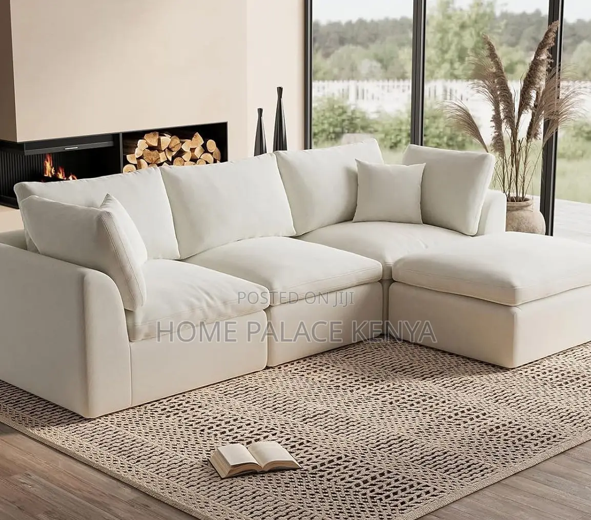 Home Sofa: 3 Seater Cloud Couch With Ottoman