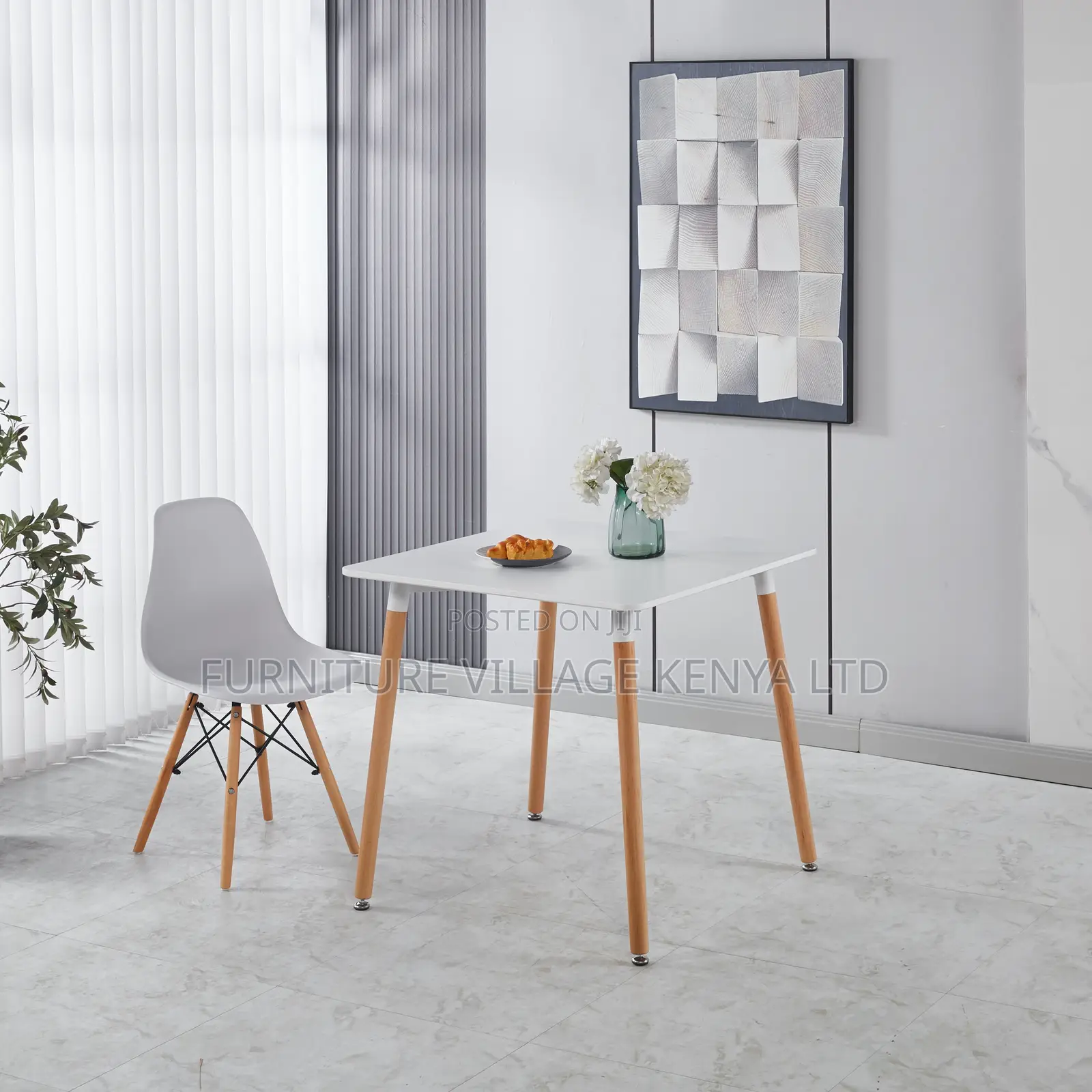 Space-Saving Square Marble Dining Table