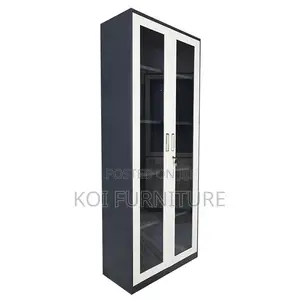 Office Cabinet: Modern Metallic Office Filing Cabinet With Glass Doors