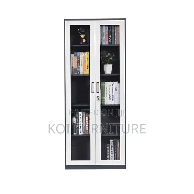 Office Cabinet: Modern Metallic Office Filing Cabinet With Glass Doors
