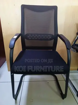 Office Chair :Black Mesh Office Visitor Chair With a Metal Sleigh Base
