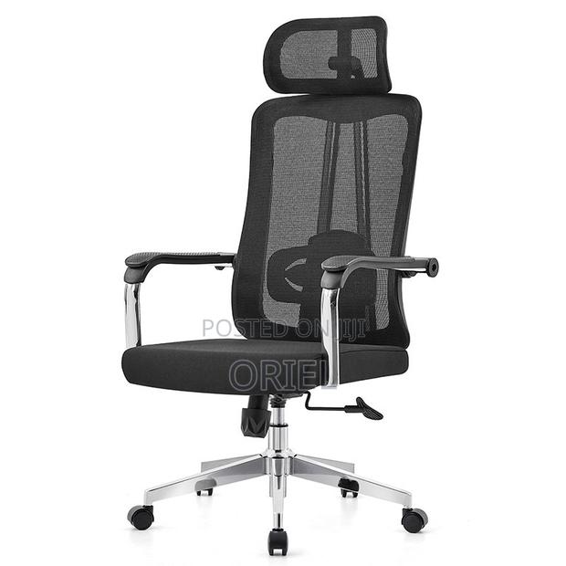 High-Back Office Chair : Black Mesh Backrest Office Chair - thumbnail 5