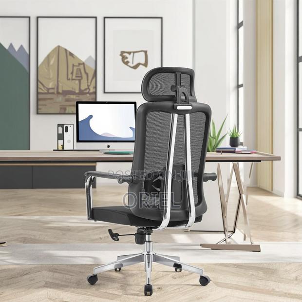 High-Back Office Chair : Black Mesh Backrest Office Chair - thumbnail 9