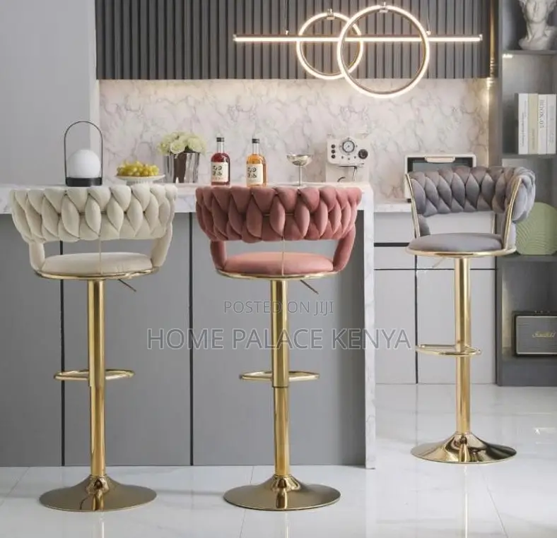 Adjustable Stool: Luxury Velvet Bar Stool