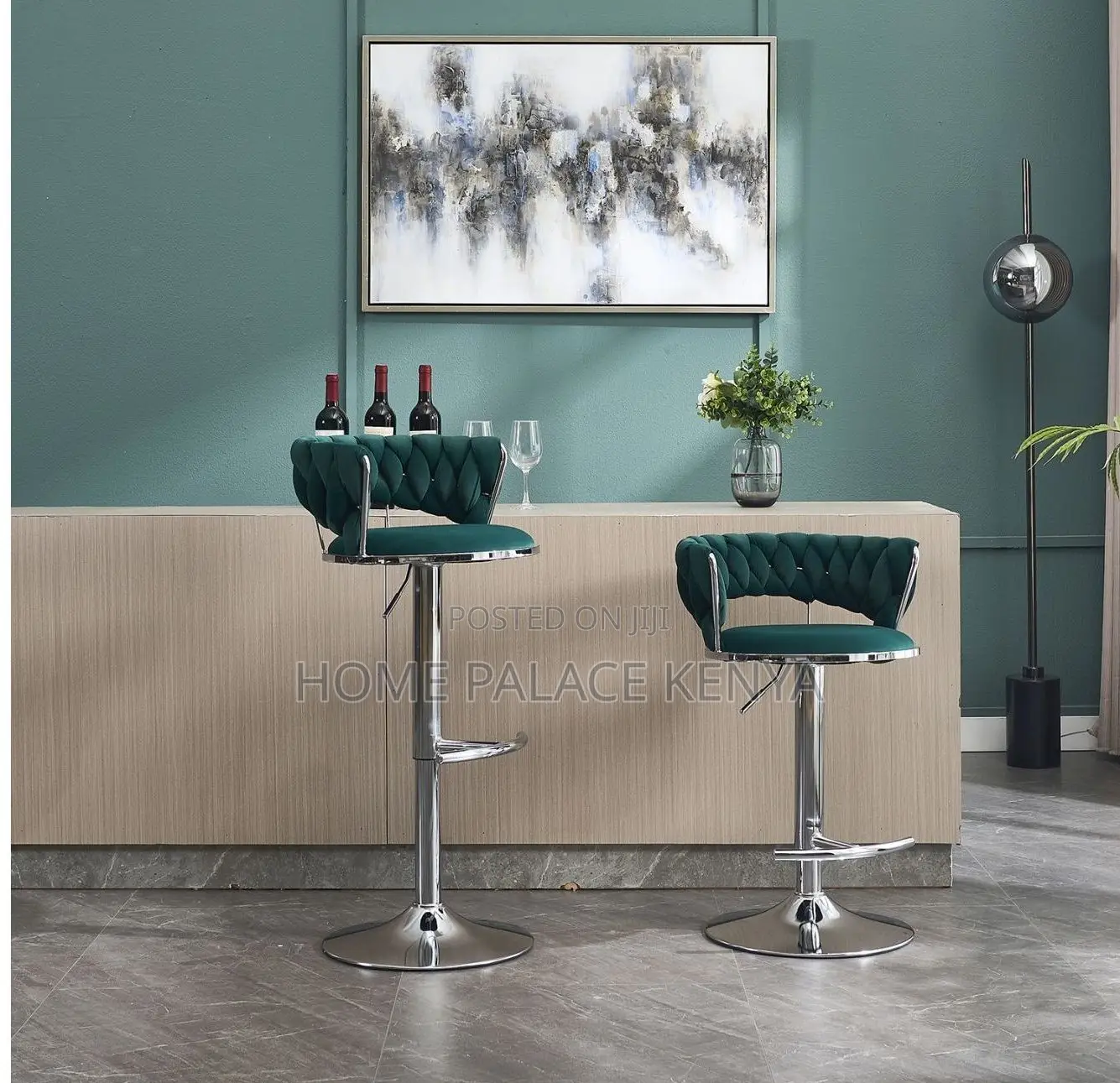 Adjustable Stool: Luxury Velvet Bar Stool