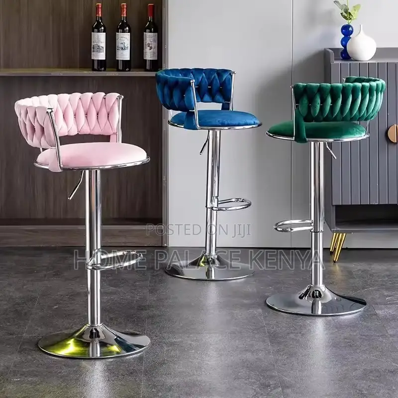 Adjustable Stool: Luxury Velvet Bar Stool