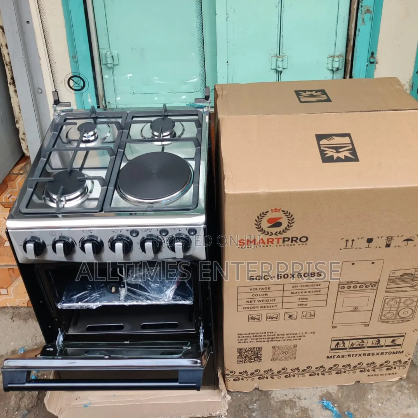 6 Knobs Smartpro Standing Cooker 50x50cm 3g+1e Electric Oven