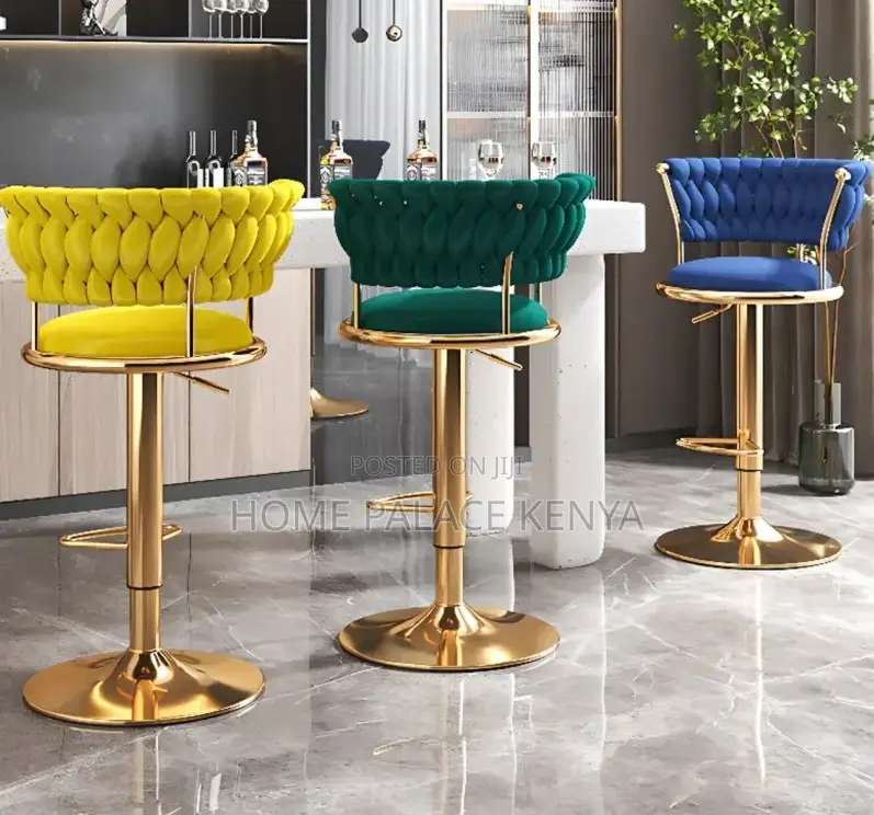 Adjustable Stool: Luxury Velvet Bar Stool