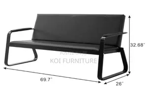Office Sofa : B78 Black 5-Seater Office Waiting Sofa Set