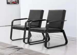Office Sofa : B78 Black 5-Seater Office Waiting Sofa Set