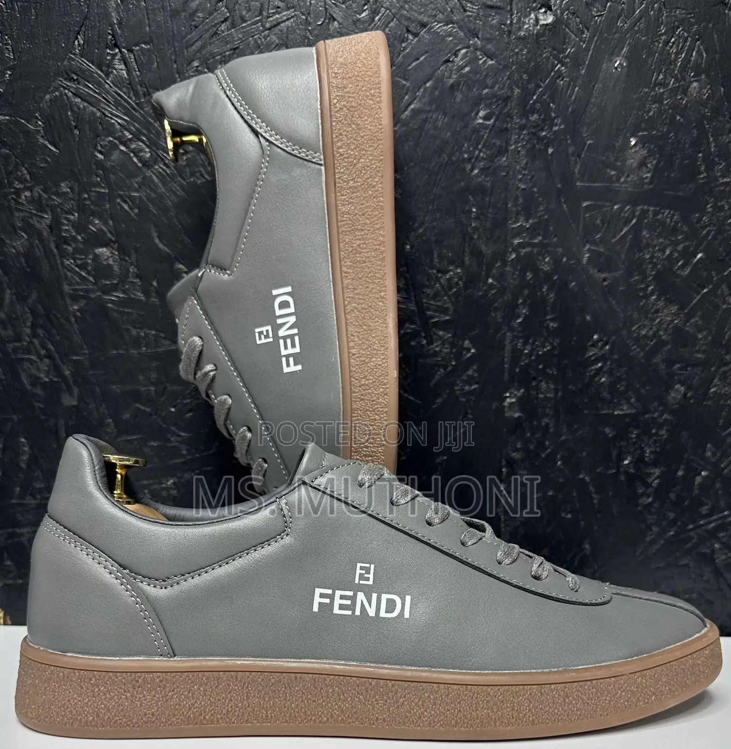 Fendi Match Low-Top Sneakers in Leather With a Beige Gum Sole