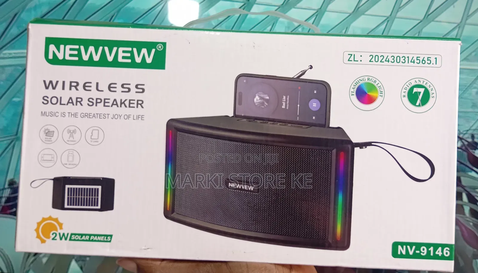 Newvew Solar Portable Speaker With Bluetooth and Fm Radio Connectivity