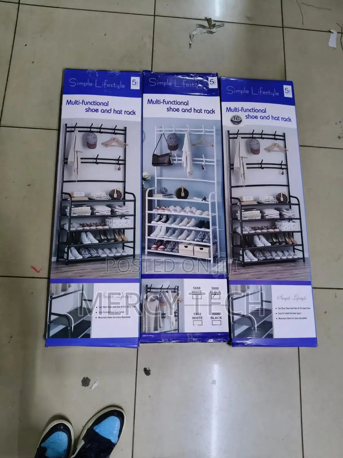 Multifunctional 5 Tier Shoe Rack Organizer + Simple Floor Coat Hat