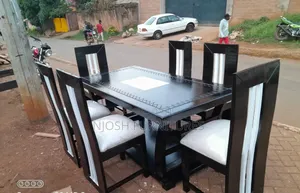 Brown and White Dinning Table