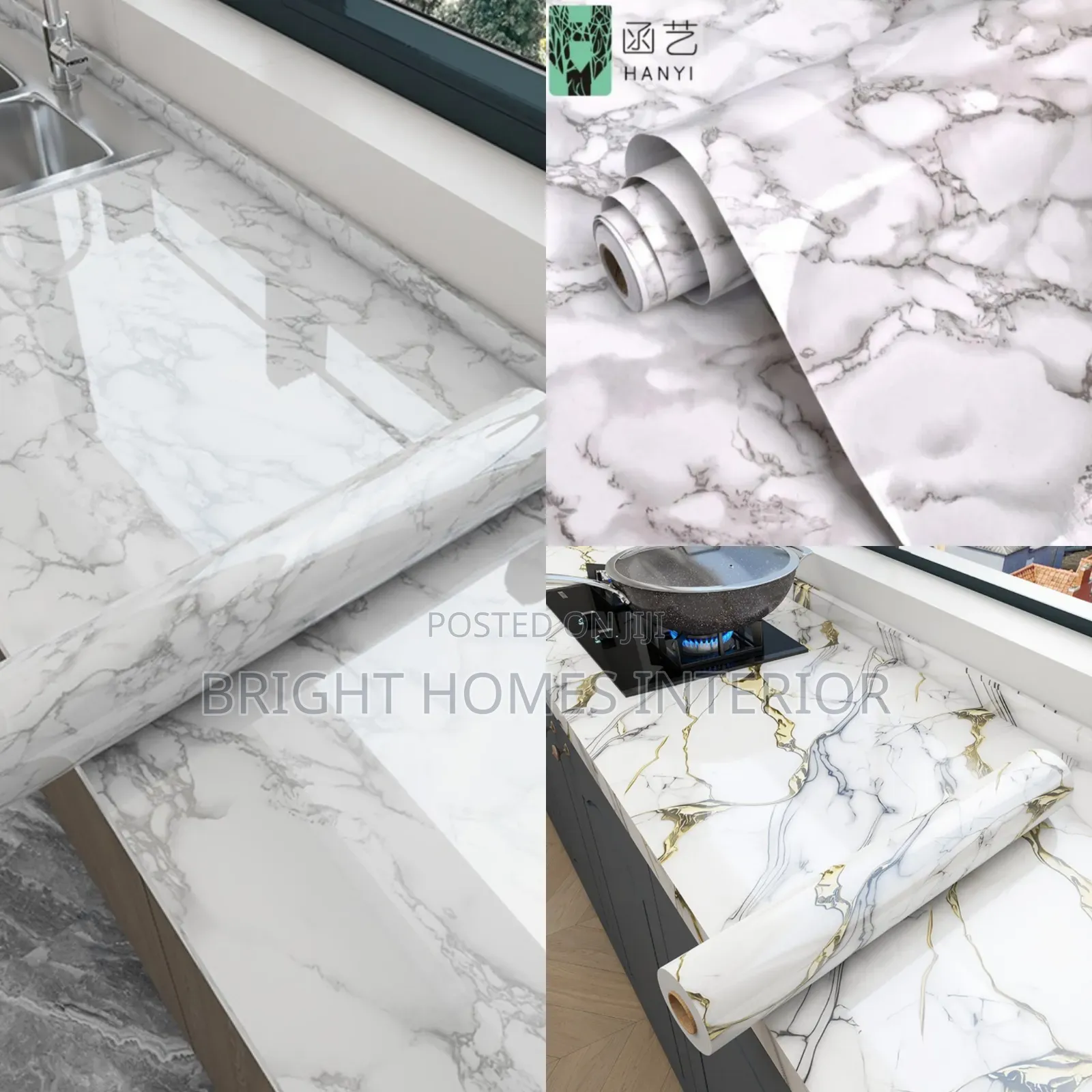 Marble Grey Glossy Waterproof Contact Paper