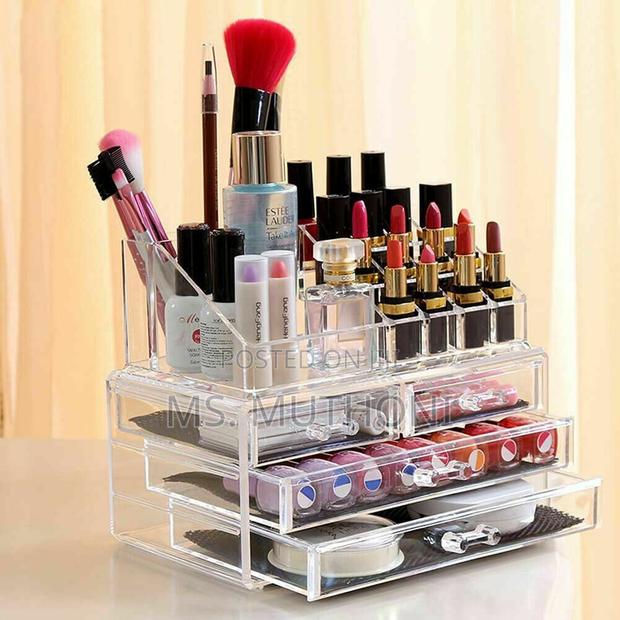 Clear Acrylic Makeup Organizer W/ Multiple Drawers Top Compartments