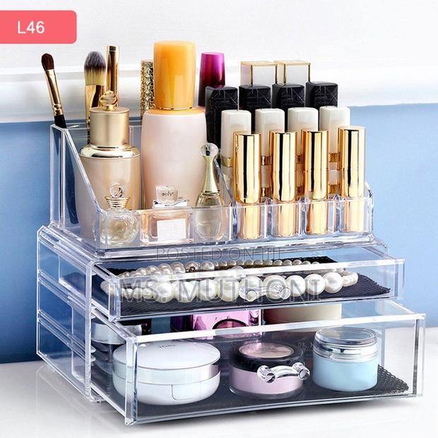 Clear Acrylic Makeup Organizer W/ Multiple Drawers Top Compartments - thumbnail 2