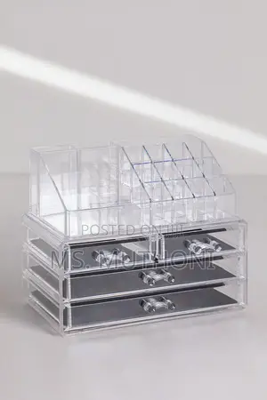 Clear Acrylic Makeup Organizer W/ Multiple Drawers Top Compartments