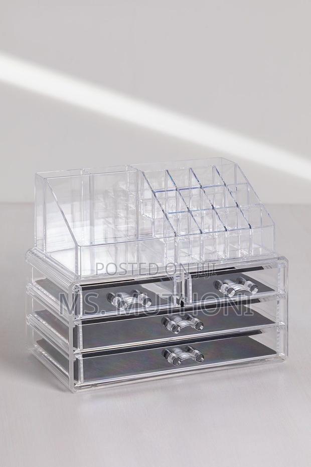 Clear Acrylic Makeup Organizer W/ Multiple Drawers Top Compartments - thumbnail 3