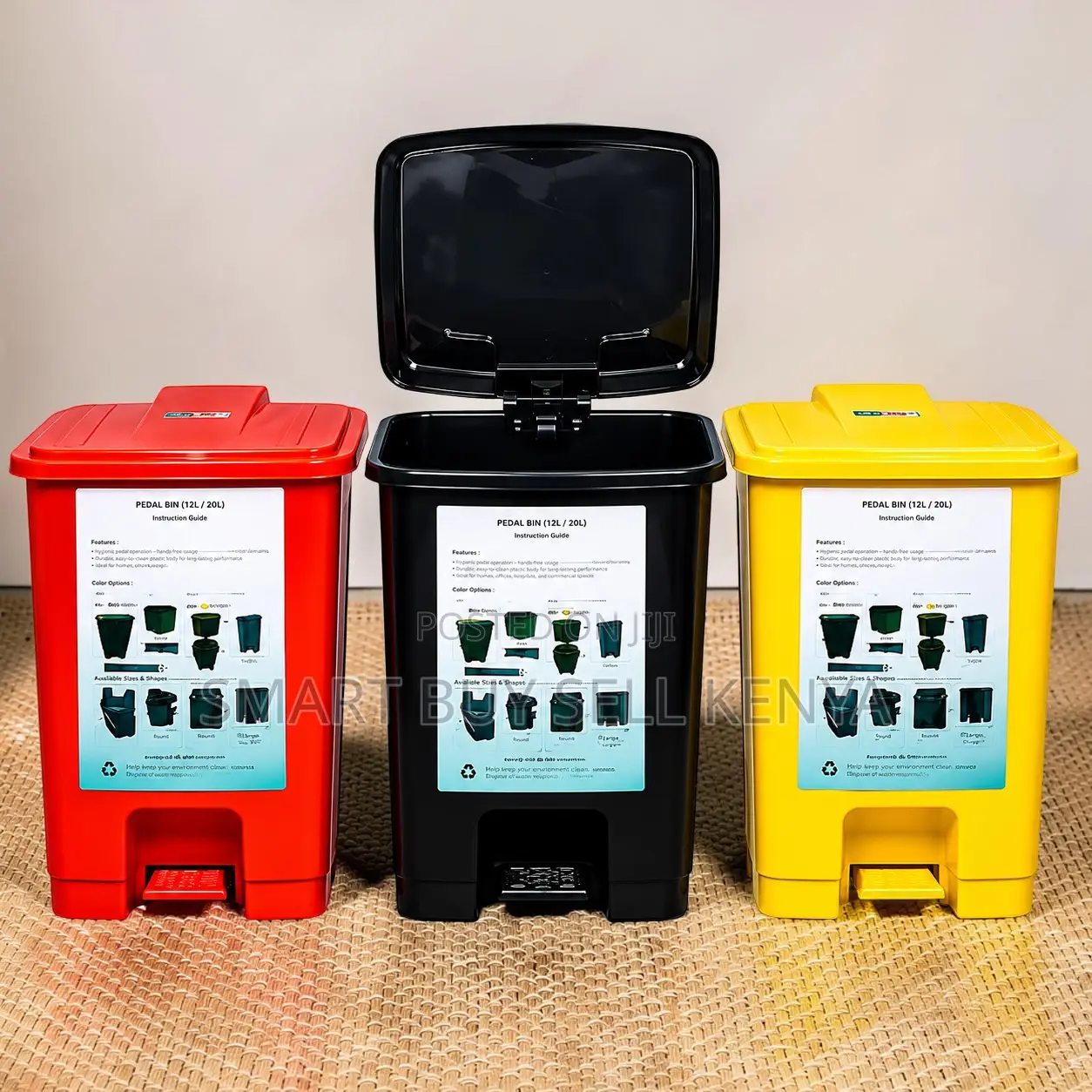 Compact Design Hygienic Storage 30l Hard Plastic Step Pedal Waste Bin