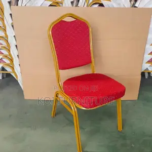 Office Chair : Red And Gold Banquet Chair With A Patterned Seat