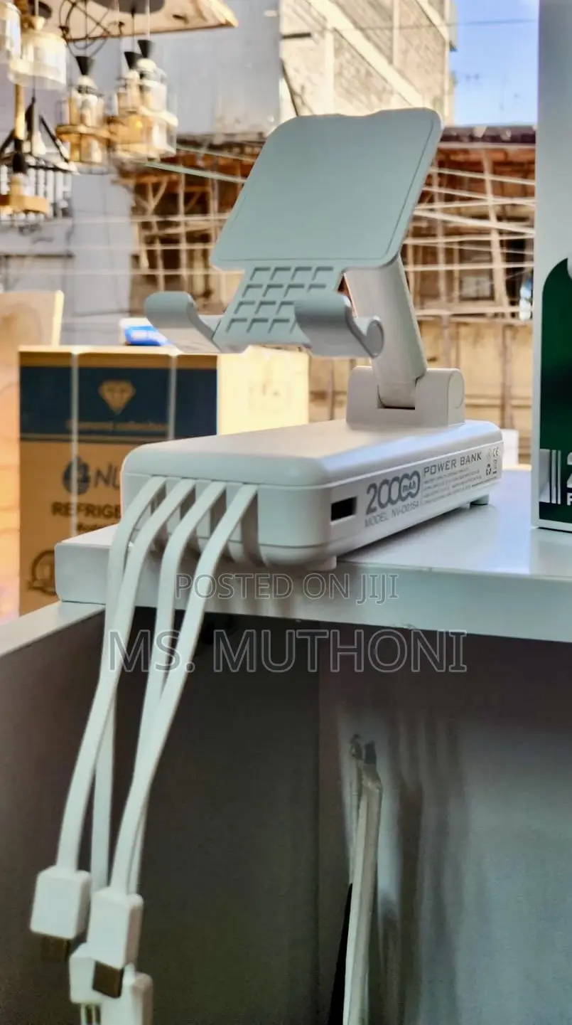 20000mah Power Bank With a Built-in Phone Stand Charging Cables.