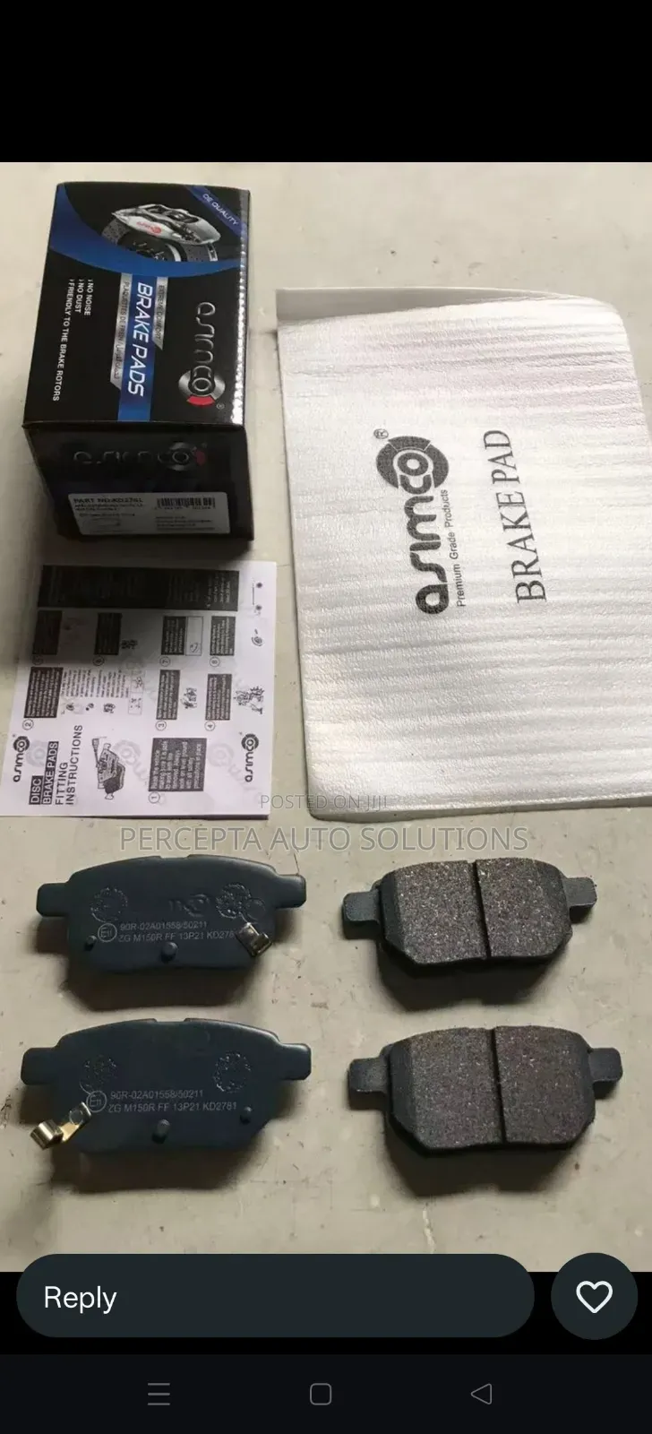Toyota Auris, Axio,Vitz New,Rumion,Belta Asimco Rear Brake Pads Kd2781