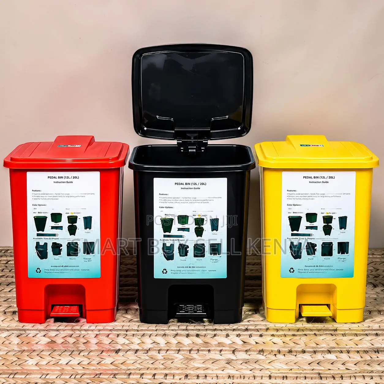 Heavy Duty Compact Design 30l Hard Plastic Step Pedal Waste Bin