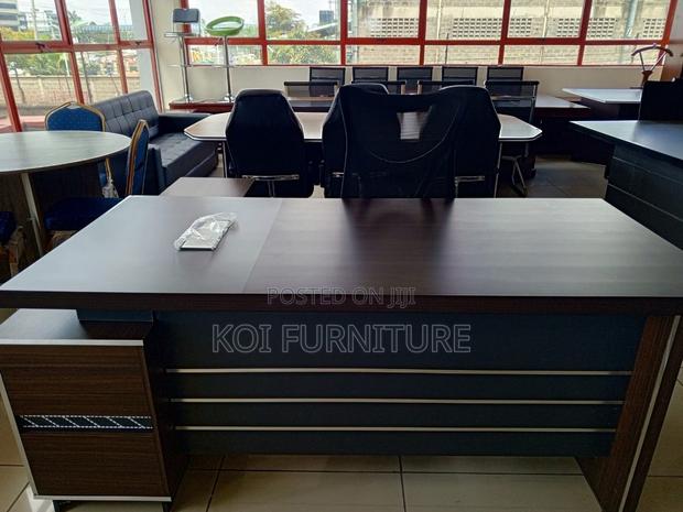 Office Desk : L12 1.8-M Executive Office Desk With a Dark Wood Finish