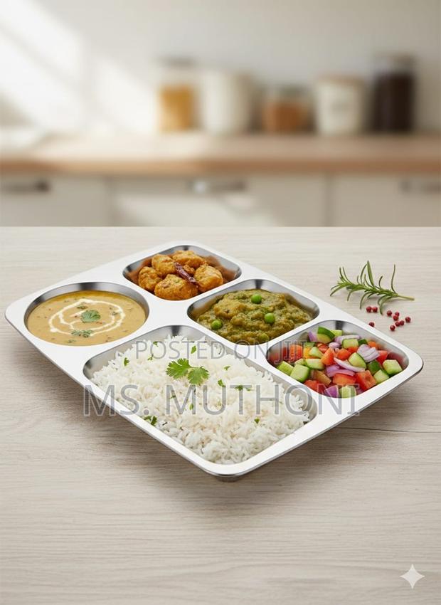 3 PCS 5 Partitions Stainless Steel Plate - main view