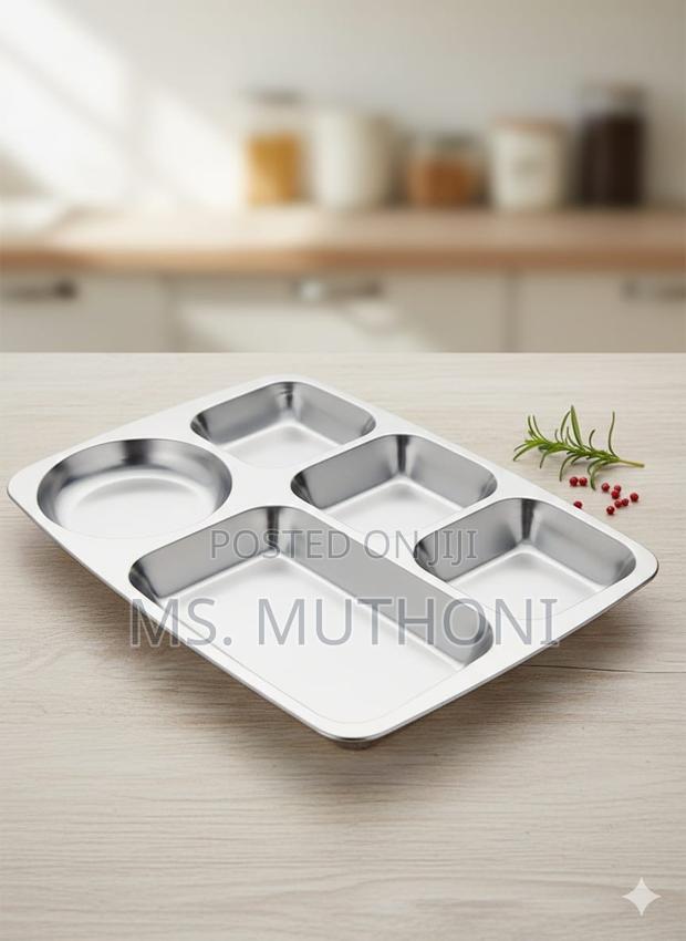 3 PCS 5 Partitions Stainless Steel Plate - thumbnail 2